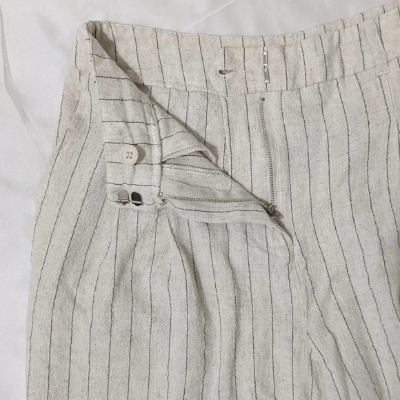 7 For All Mankind Linen Pants, Color Cream/Black Size 4 - Picture 5 of 14